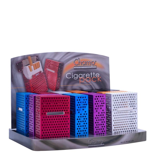 Champ | Aluminium Perforated cigarette cases for 20pcs cigarettes in different colors and there are