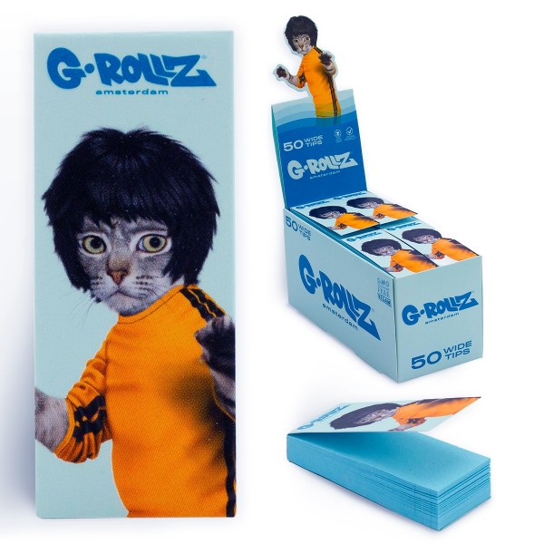 G-Rollz | Pets Rock &#039;Kung Fu&#039; Blue Filter Tips 2,5 X 6cm 50 Tips Book 24/Display