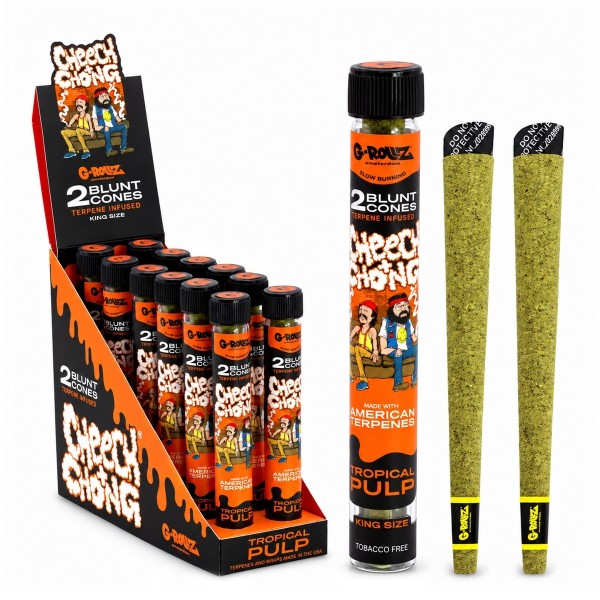 G-ROLLZ x Cheech &amp; Chong(TM) | 2 KS Cones mit Terpenen 'Sofa' Tropical Pulp - 12 Packungen/Display (24