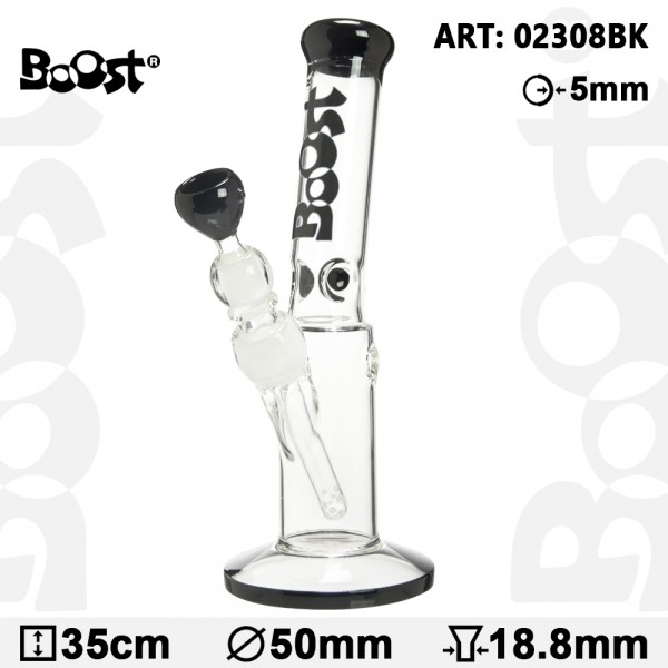 Hangover Bong Glass Boost-Black- H:35cm- Ø: 50mm- SG:18.8mm
