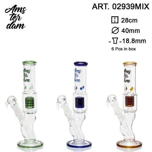 Amsterdam Glass Bong- H:28cm- Ø:40mm SG:18.8mm 6pcs in box