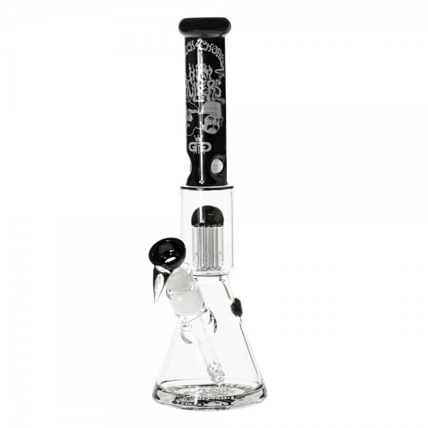 Grollz Cheech &amp; Chong | Smoking Brothers Yellow Beaker Chillum Slit Bong H:35cm Socket:18.8mm TH:5mm