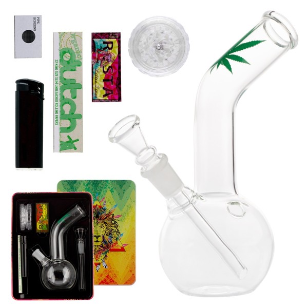 | Leaf Bong giftset with 1 x Bong - 1 x Grinder - 1 x lighter - 5 x screen -