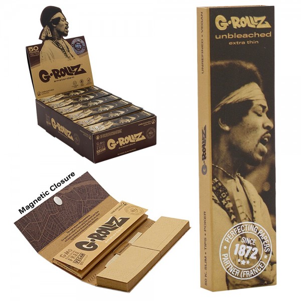 G-Rollz | &#039;Serenade&#039; Unbleached - 50 KS Slim Papers + Tips (24 Booklets Display)