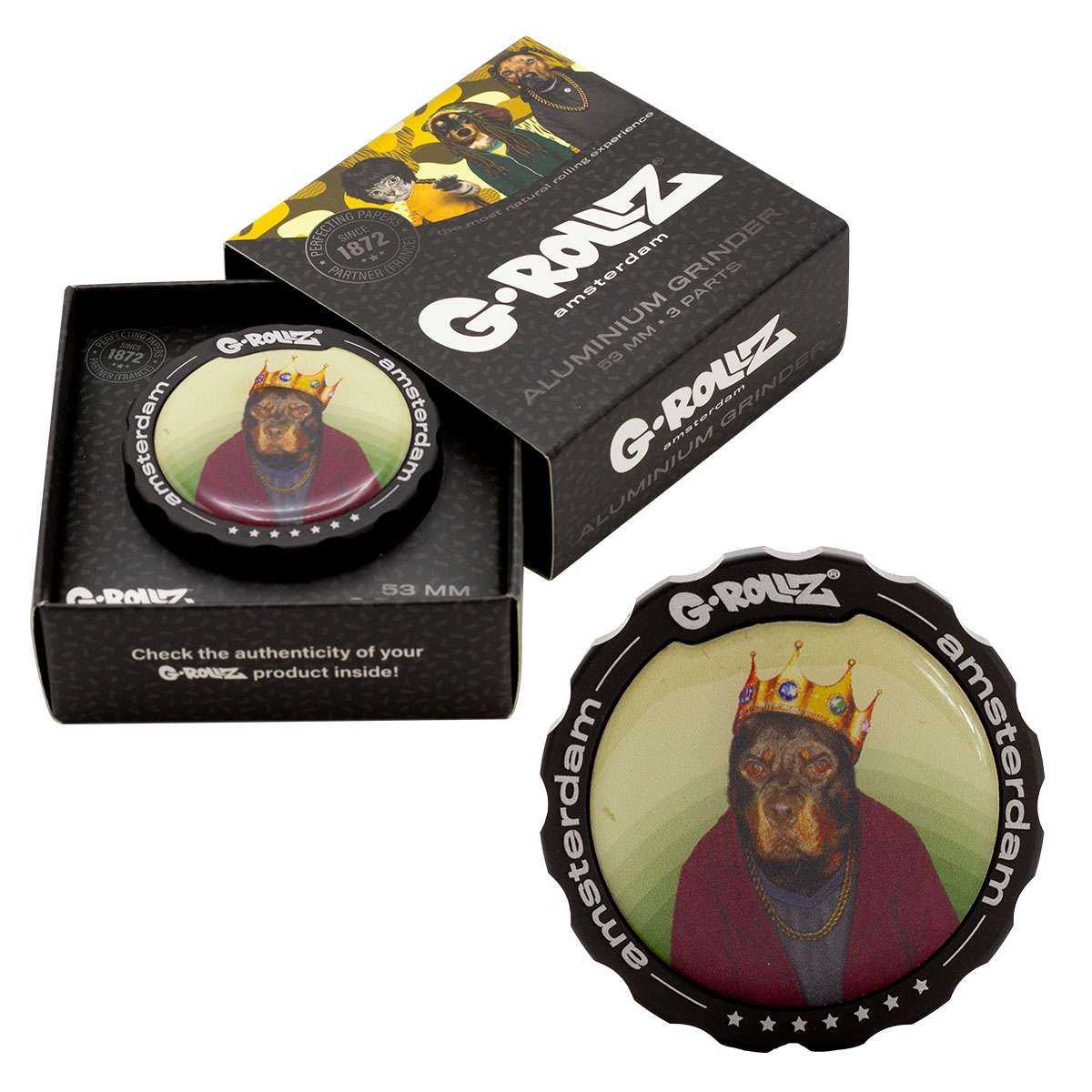 G-Rollz | Pets Rock 'Rap' 4part Grinder - 43mm - 6pc In