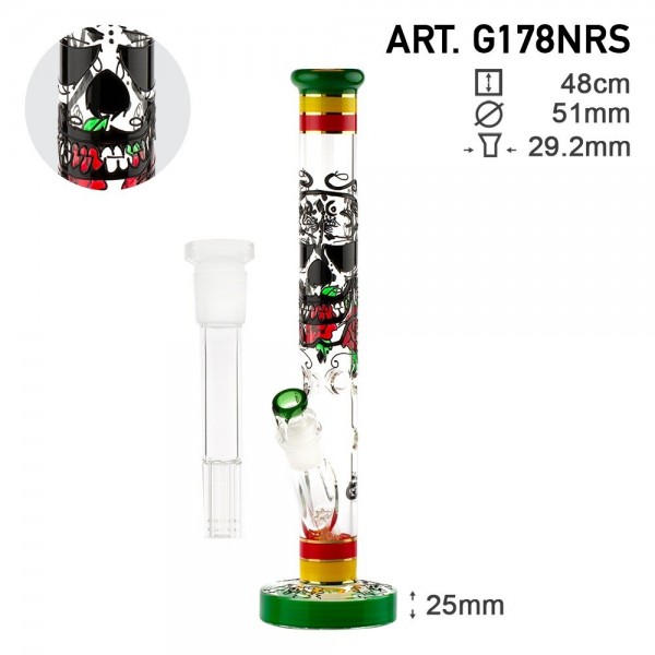 Grace Glass | HAMMER Series Heavy Base Rasta Death H:48cm - SG:29.2mm with a 6 shooter chillum