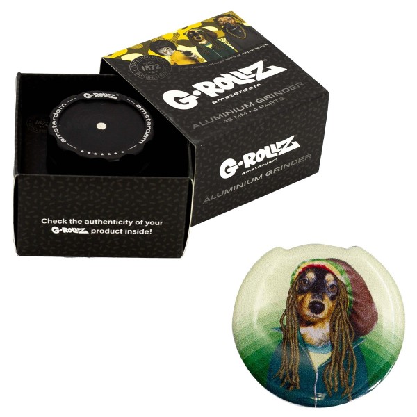 G-Rollz | Pets Rock &#039;Reggae&#039; 4part Grinder - 43mm - 6pc In Display