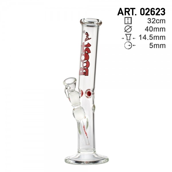 Boost | Hangover Red Glass Bong- H:32cm- Ø:40mm- Socket: 14.5mm- WT:5mm (circa)