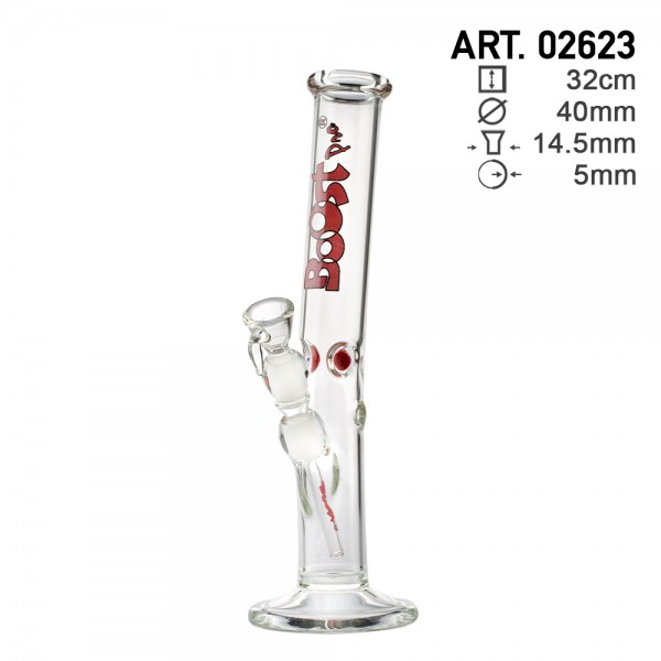 Boost | Hangover Red Glass Bong- H:32cm- Ø:40mm- Sockel: 14.5mm- WT:5mm (ca.)