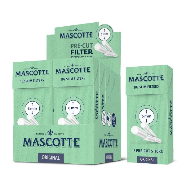 Mascotte | Original 102 Slim Filter pre-cut filters 17 sticks in a box and 10 boxes in a display - D