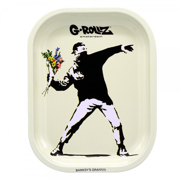 G-ROLLZ | Banksy&#039;s Graffiti &#039;Flower Thrower&#039; Small Tray 14x18 cm