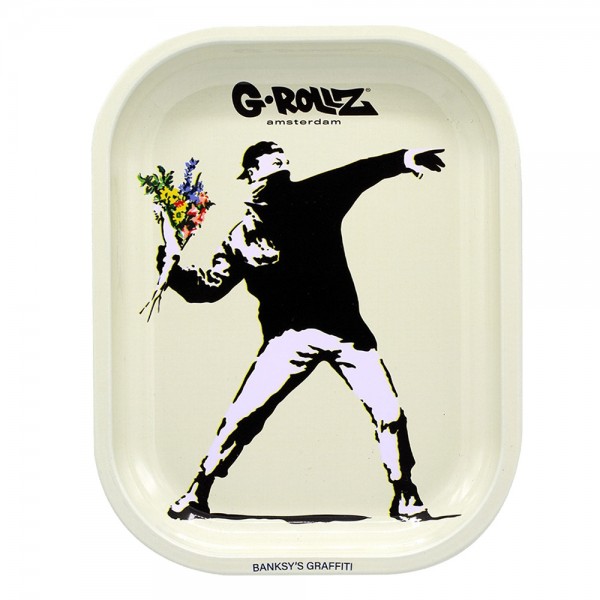 G-ROLLZ | Banksy's Graffiti 'Flower Thrower' Small Tray 14x18 cm