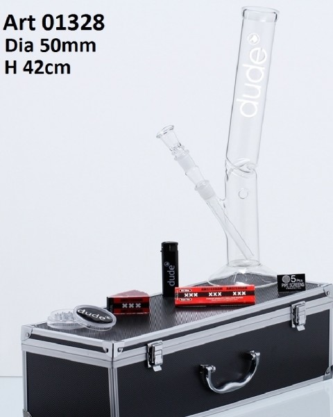 Dude Glass Bong in Aluminum Box - H:42cm- Ø:50mm