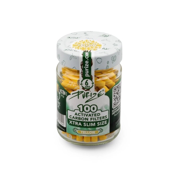 Purize | 100 Xtra Slim Size Yellow Filters Ø:6mm x 27mm