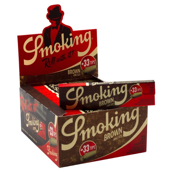 Smoking | BROWN King Size Slim 33 leaves and 33 Unbleached filter tips per booklet - 24 booklets in