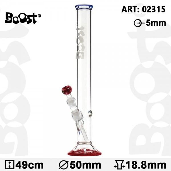 Boost | Cane Glasbong -H:49cm- Ø:50mm- Sockel:18.8mm- WT:5mm (ca.)