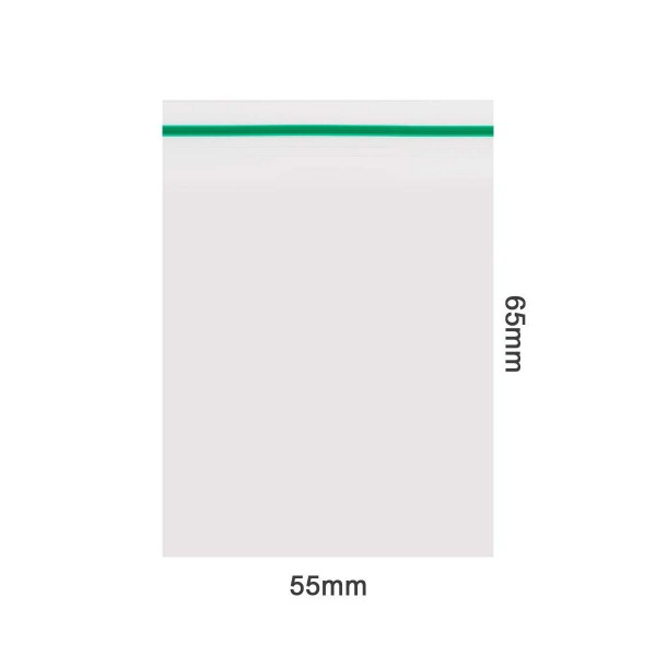 Amsterdam | Zipper Bags 55mm x 65mm 70µ (MU) Green 1000pcs in a display