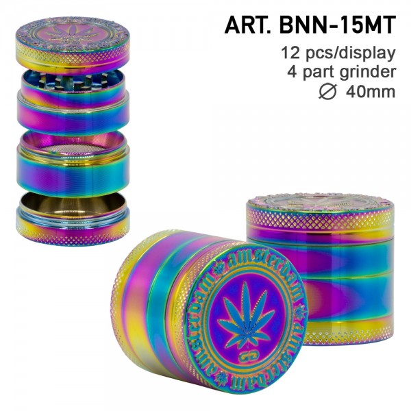 Grace Glass Amsterdam | Grinder- 4part- Ø:40mm - Rainbow/purple color - 12pcs/box