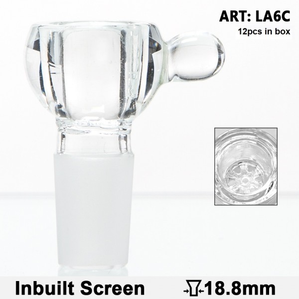 Grace Glass | Glass Bowl with a glass bead - SG:18.8mm - inbuilt glass screen - 12pcs in a display