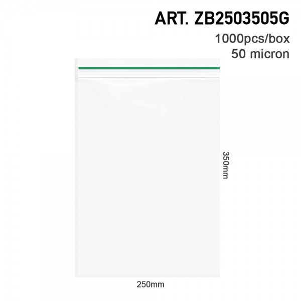 Amsterdam | Zipper Bags 250mm x 350mm 50µ (MU) Green 1000pcs in a display