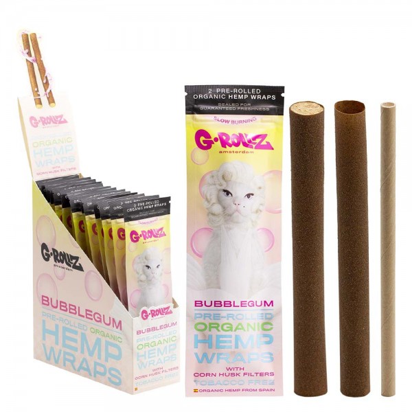 G-ROLLZ | 2x Bubblegum Flavoured Pre-Rolled Hemp Wraps (15 pack Display, 30 wraps) - 'Diamonds'