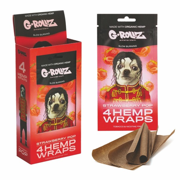 G-Rollz | 4x Strawberry Flavored Hemp Wraps (15 Pack Display, 60 Blunts)