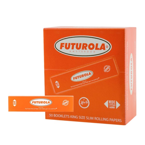 Futurola | KS Slim Rolling Papers 32 leaves per booklet and 50 booklets in a display/box