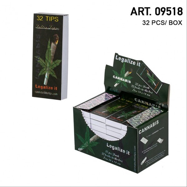 Cannabis Joint Filter Tips- Large Size 24 x 58mm - Display with 32 Books with each 32 Sheets