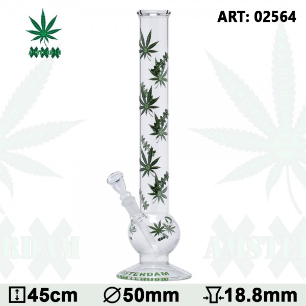 Green XXX Amsterdam Leaf Glass Bong- Ø:50mm - H:45cm- Socket:18.8mm