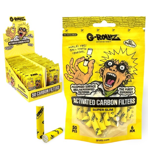 G-Rollz | Activated Carbon Filters - Ø6mm Yellow - 50 Tips per Pack