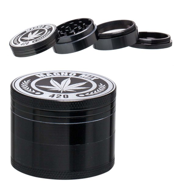 Magno Mix | Herbal Grinder- Ø: 50mm- 4part- Black - 12pcs/display