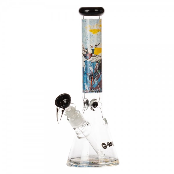 G-Rollz | Banksy&#039;s Graffiti &#039;Bulletproof Dove&#039; - Beaker Bong White H:29cm - Ø:40mm - SG:18.8mm