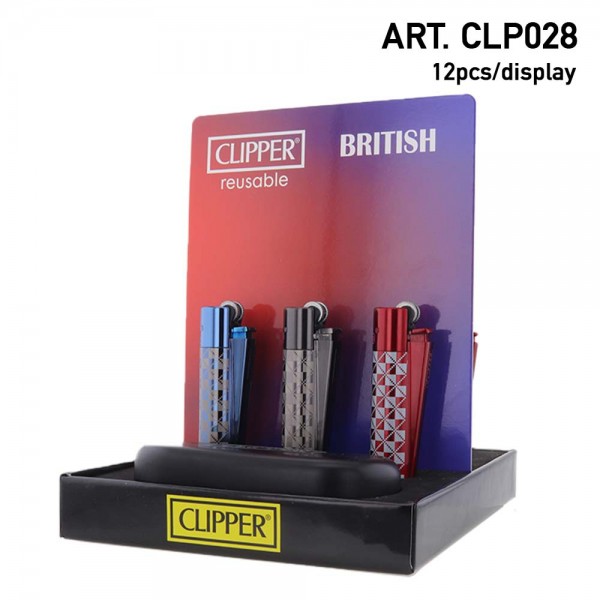 Clipper | Metal refillable lighters with Mixed Pattern color - 12pcs in display