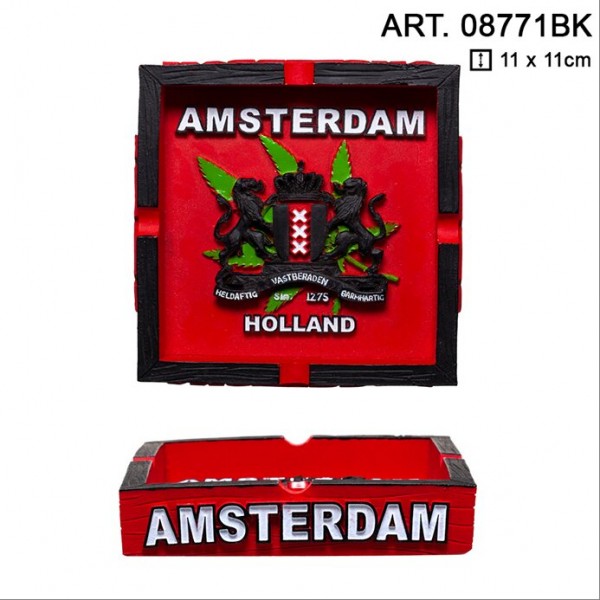 Amsterdam | Clay Ashtray with Amsterdam Logo L: 11cm and W: 11cm