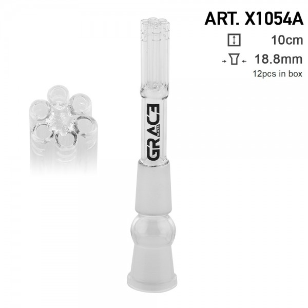 Grace Glass | Adapter Chillum- SG:18.8mm - L:10cm 6 shooter Diffuser - 12pcs in a display