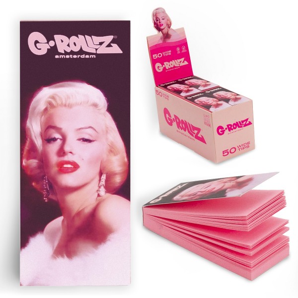 G-Rollz | &#039;Fabulous Face&#039; Pink Filter Tips 2,5 X 6cm 50 Tips Book 24/Display