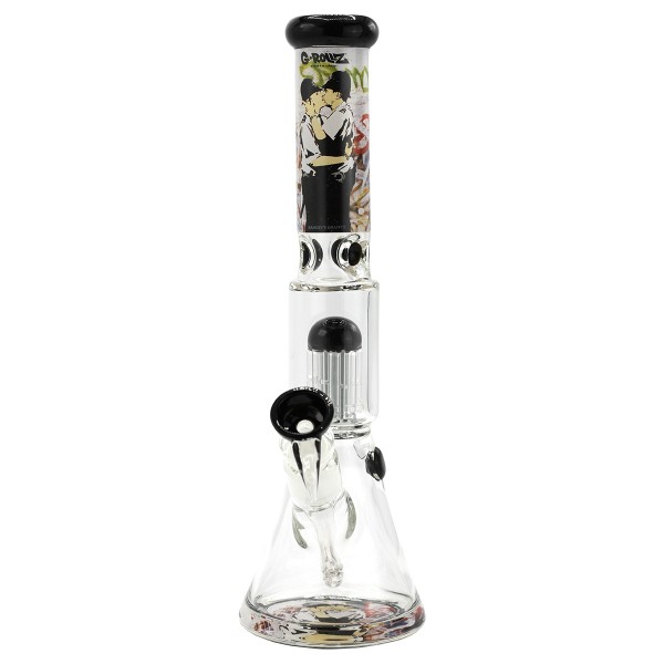 G-Rollz | Banksy's Graffiti 'Cop on cop' - 8-Arm Percolator Beaker Yellow H:50cm - Ø:40mm - SG:18.8m