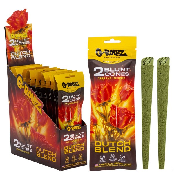 G-Rollz | 2x &#039;Dutch Blend&#039; Terpene-infused Pre-rolled Hemp Cones (12 pack Display, 24 wraps)