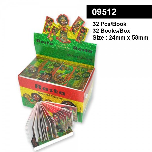 Rasta Man Filter Tips - Large Size 24 x 58mm - Display with 32 Books with each 32 Sheets