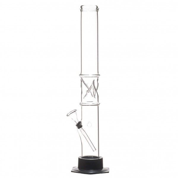 Bong en verre - Base noire - H:40cm - Ø:45mm