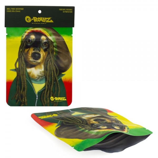 G-Rollz | 'Reggae' 100x125 mm Smellproof Bags - 8pcs in Display