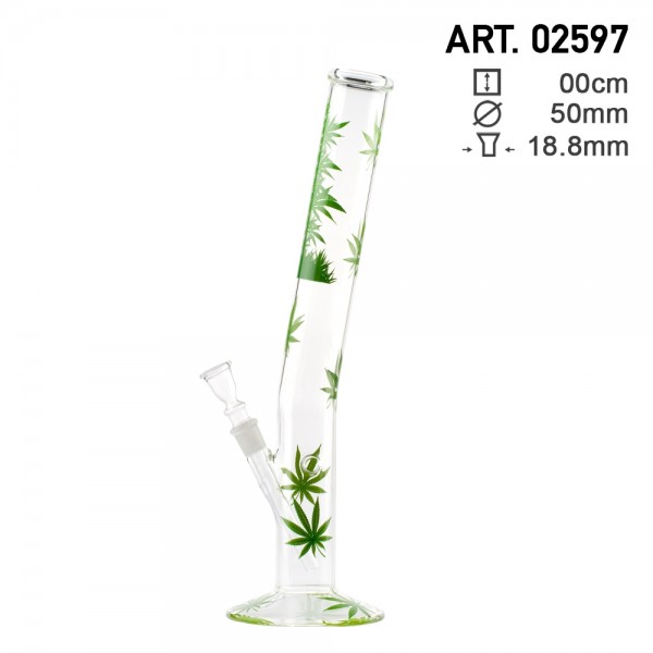 Blatt | Blatt Jhari Kater Glas Bong- Ø:50mm- H:45cm- Sockel:18.8mm