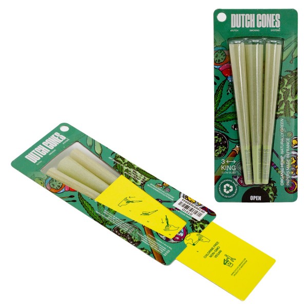 Dutch Cones | KS Green Organic Hemp Pre-Rolled Cones 3pcs in pack &amp; 50 packs in Display