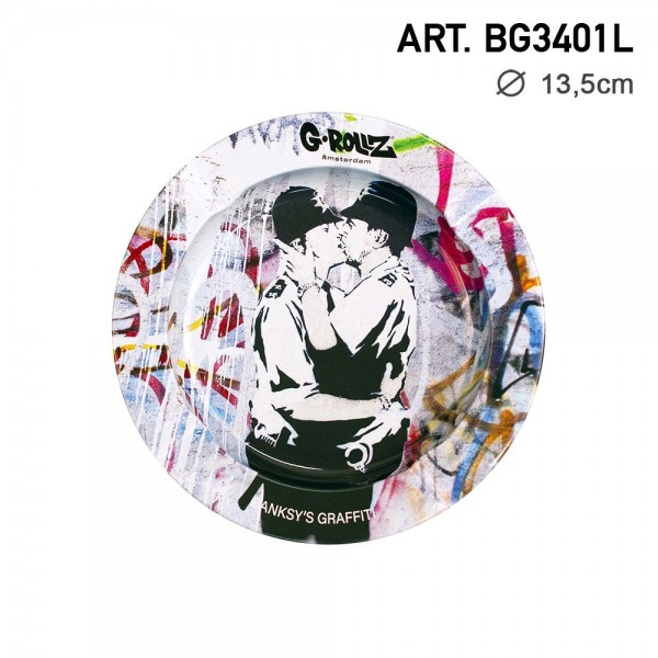 G-Rollz | Banksy&#039;s Graffiti &#039;Cop on Cop&#039; Ashtray - Dia: 13.5cm