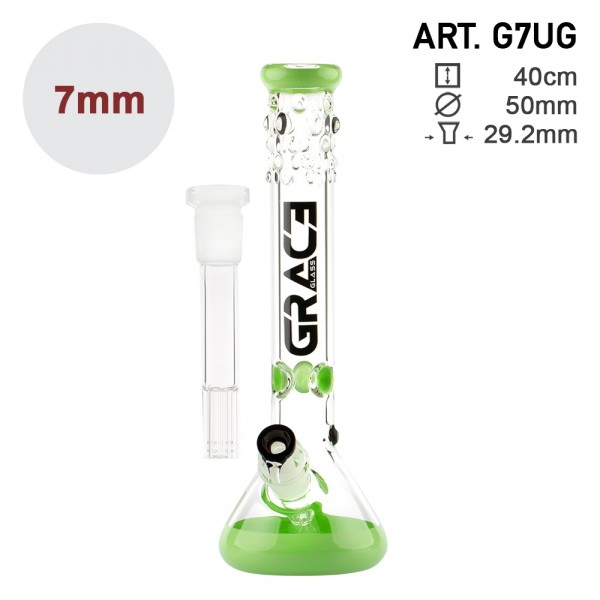 Grace Glass | PEARL Series XL Green Frog - H:40cm - Ø:50mm SG:29.2mm with 6 shooter chillum!