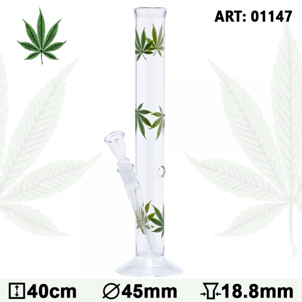 Bong en verre Leaf | Multi Leaf - H:40cm - Ø:45mm - Socket:18.8mm