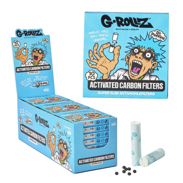 G-Rollz | Activated Carbon Filters - Ø6mm Blue - 10 Tips per Pack (24 Packs per Display)