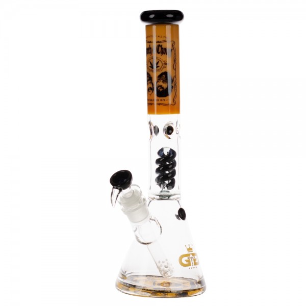 Grace Glass | Cheech &amp; Chong - Spiralförmiger Perkolatorbecher Gelb H:42cm - Ø:50mm - SG:29.2mm