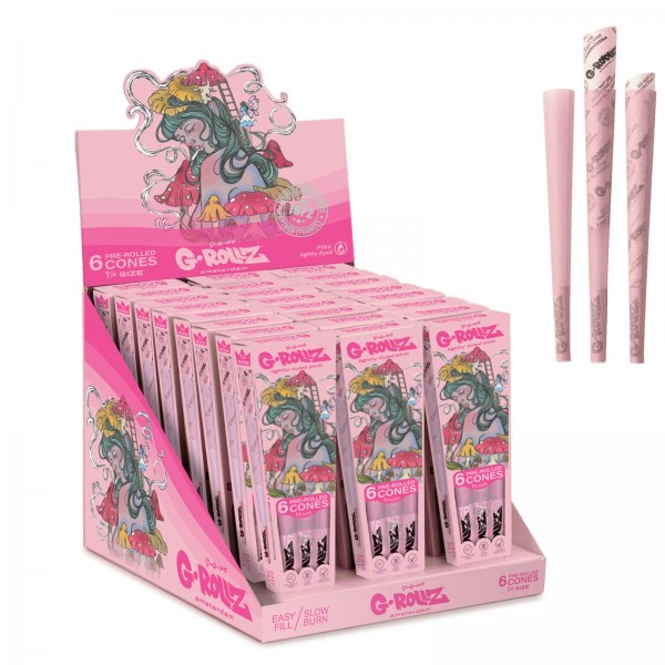 G-Rollz | Collector &quot;Shroomie&quot; Pink - 6 &#039;1¼&#039; Cones (24 Packs Display)