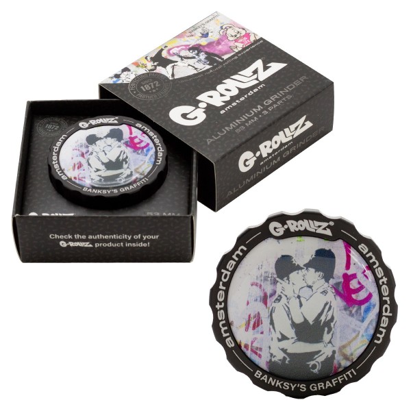 G-Rollz | Banksy Graffiti &#039;Kissing Cops&#039; 3part Grinder - 53mm - 6pc In Display